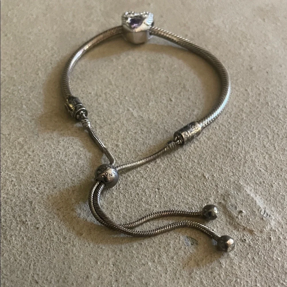 Pandora Silver Bracelet with Purple Infinity Charm - Picture 2 of 2